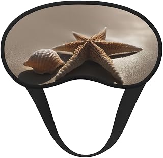 Starfish Seashell Sandy Beach Print Sleep Eye Mask for Women & Men, Light Blocking Blindfold for Deep Sleep, Nap, Travel, Grey Eye Cover for Side Sleepers
