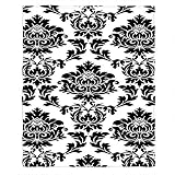 Moslion Soft Cozy Throw Blanket White Black Damask Flower Floral Fuzzy Warm Couch/Bed Blanket for Adult/Youth Polyester 60 X 80 Inches(Home/Travel/Camping Applicable)