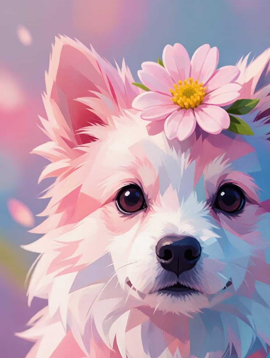 5D Diamond Painting Adultos Perro Pintura De Diamante Animal Manualidades Adultos DIY Dibujos Con Diamantes Cuadrado Completo Diamond Art Punto De Cruz Kit para Decoración Hogar 80x110cm 2-YH60D