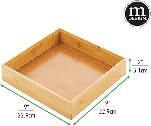 Miniatura 3 de mDesign Organizador de cajones de bambú de madera para oficina, bandeja cuadrada apilable de 9 pulgadas para cajones de escritoriogabinete,