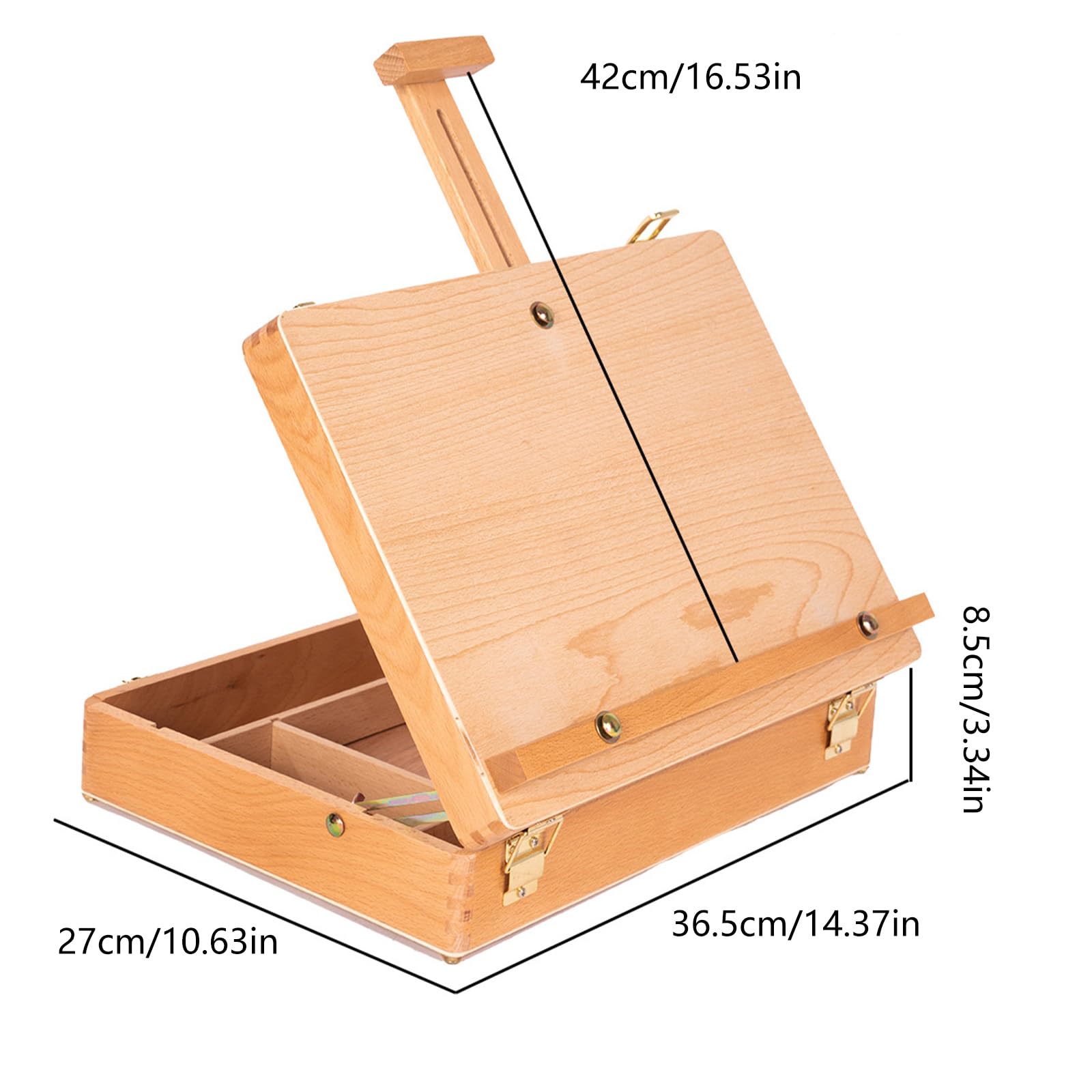 Caja de madera para pintura de artista, con múltiples compartimentos, plegable, diseño de caballete para pintar, caballete de bocetos