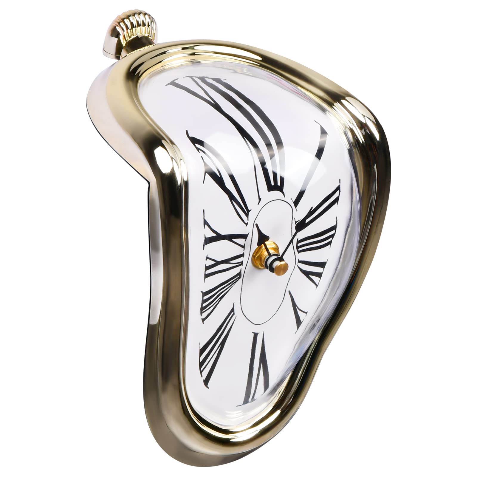 Melting Clock, Surrealistic Salvador Dali Inspired Table Shelf Desk Watch for Decorative Home Office Creative Gift, Gold (11298)