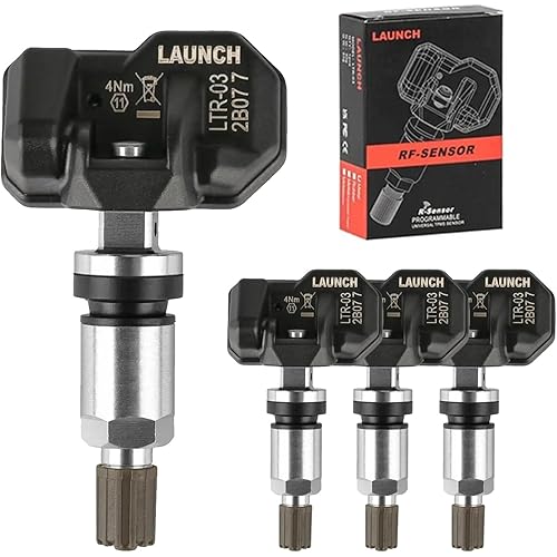 LAUNCH LTR-03 TPMS Sensor 315MHz/433MHz Dual Frequency Screw-in Metal Valve (Adjustable Angle) Tire Pressure Monitor System Programmable Replace OE-Sensor Update Version of LTR-01 [Pack of 4]