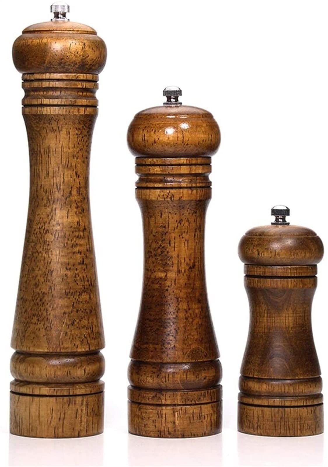 XMING Grinder Pepe Pepe macinato manualmente Pepe, Sesamo, Sale Marino, Pepe, Fresco macinato macinino Pepe Nero, Legno (3 pz)