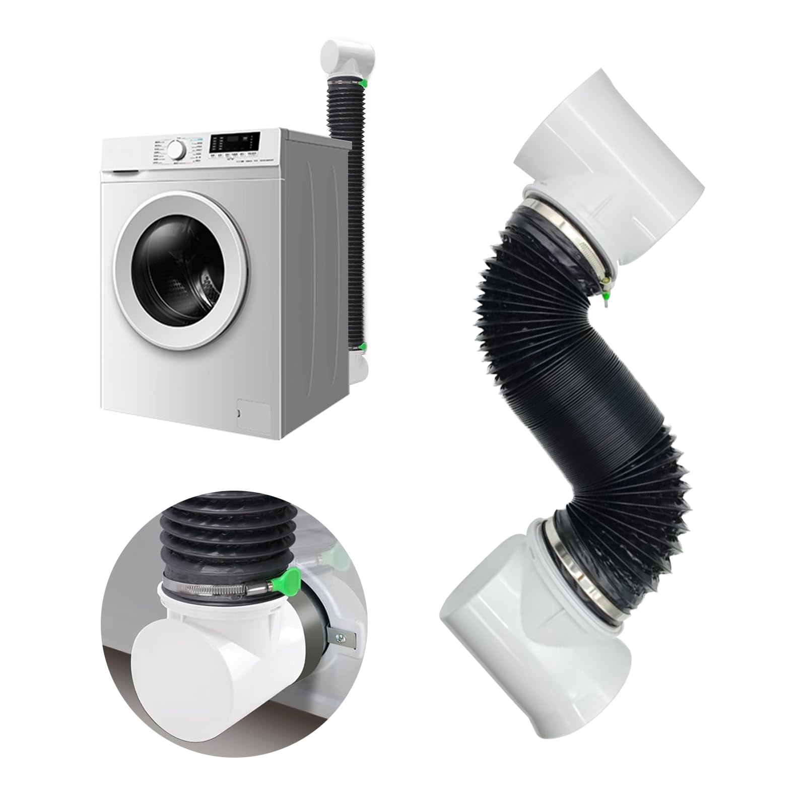 Dryer Vent Hose for Tight Space, Dryer Vent Connector Kit, 90 Degree Dryer Vent Elbow for 4 Inch Dryer Duct Vent Hose, Heat Resistant Dryer Exhaust Pipe, Easy Installation