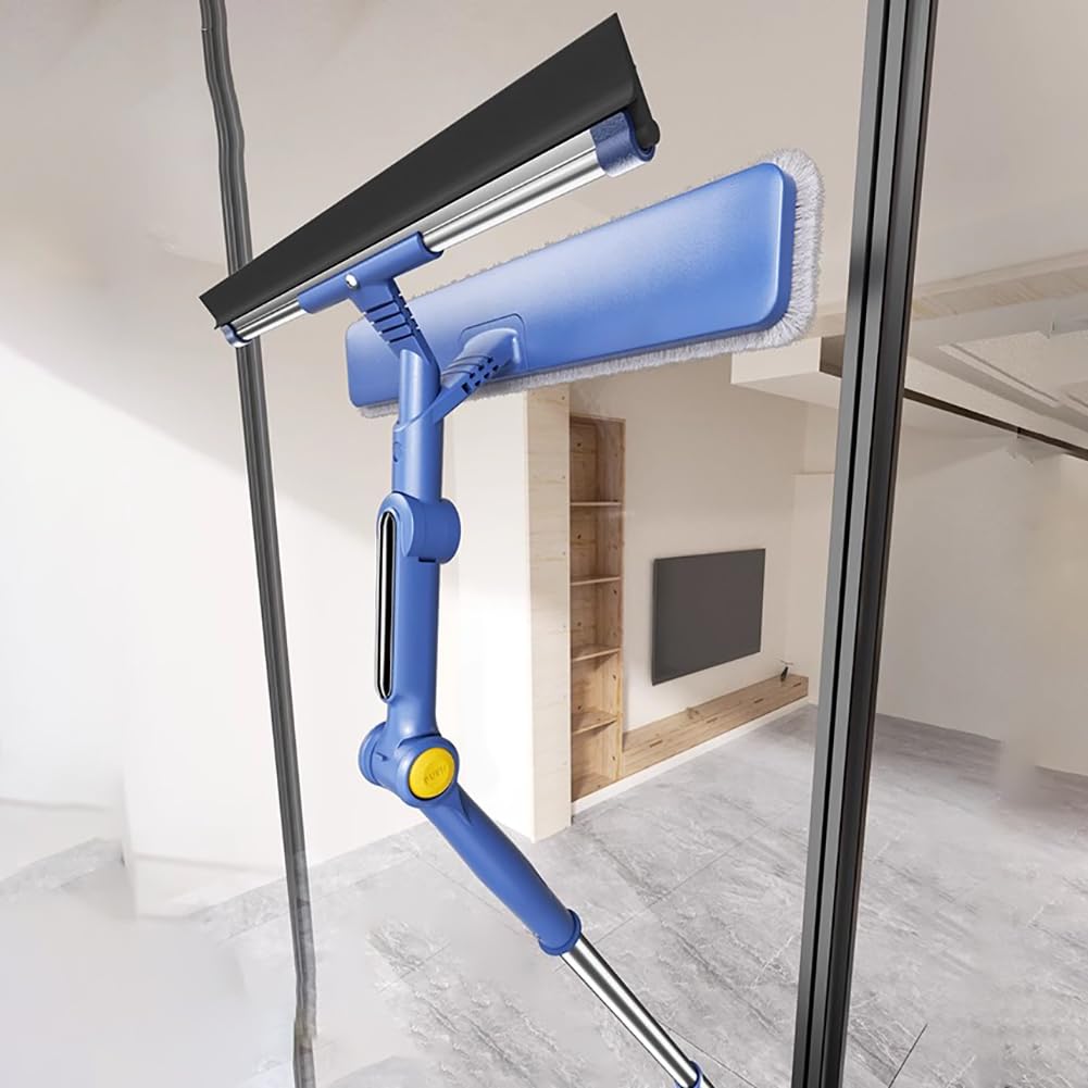 Juego De Limpieza De Ventanas Retráctil De 150 Cm, Equipo Profesional De Limpieza De Ventanas para El Hogar con Raspador De Goma Y Paño De Fibra, Limpiador De Luz Exterior