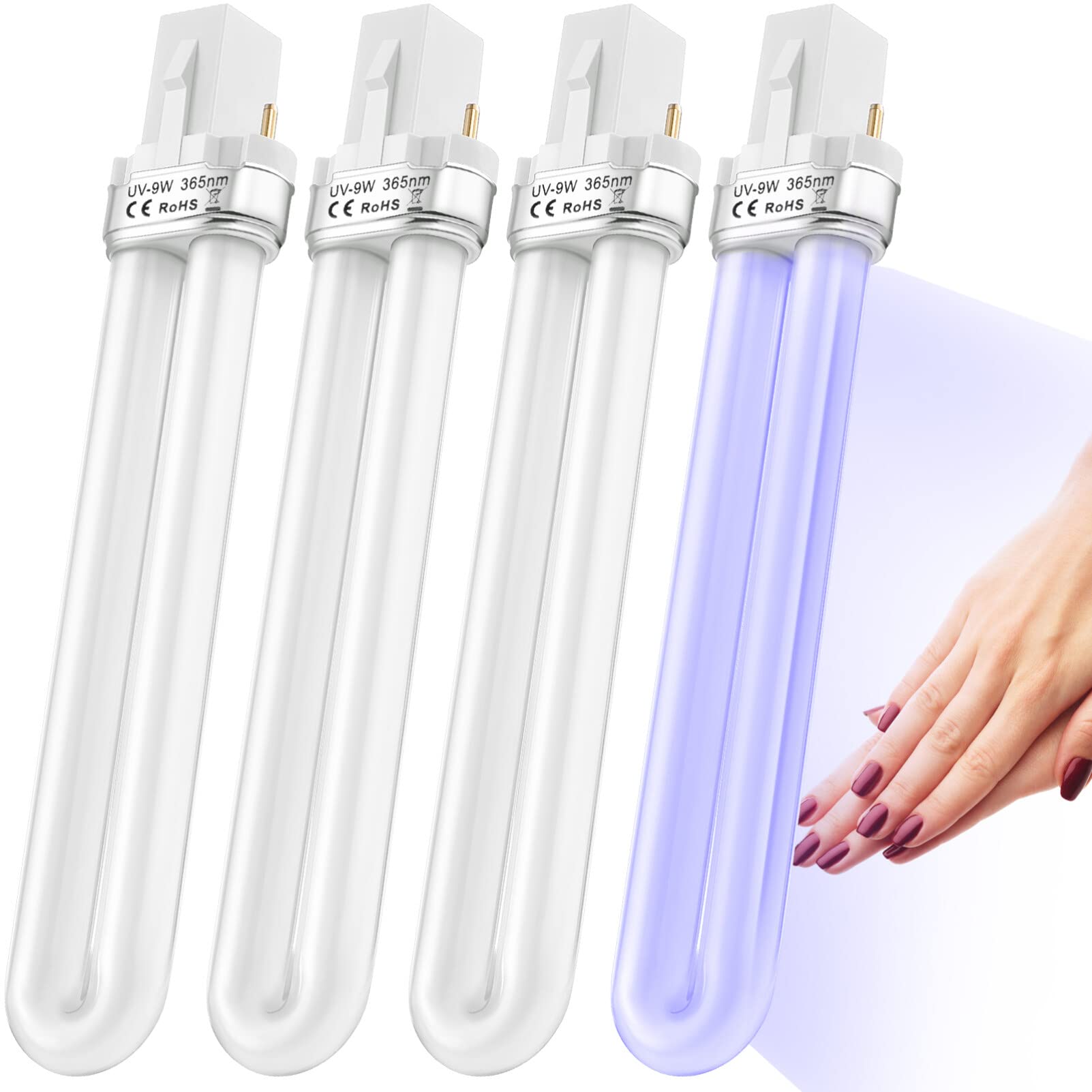 Sponsored Ad – Gatuida Nail Lamp Bulb Replacement: 4pcs UV 9W 365nm Bulb Lamp Bulb Tube for Nail Art Dryer UV Lamp Light
