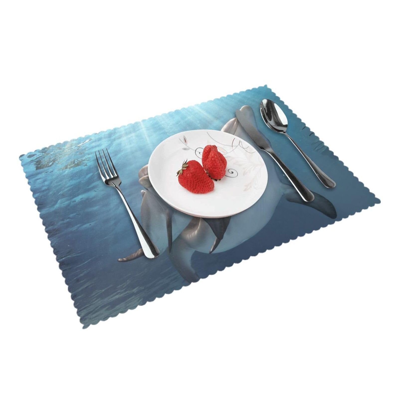 winter the dolphin Printed Placemats Set of 4 PCS Washable Placemat for Kitchen Table Heat-resistant Table Mats 45x30 CM