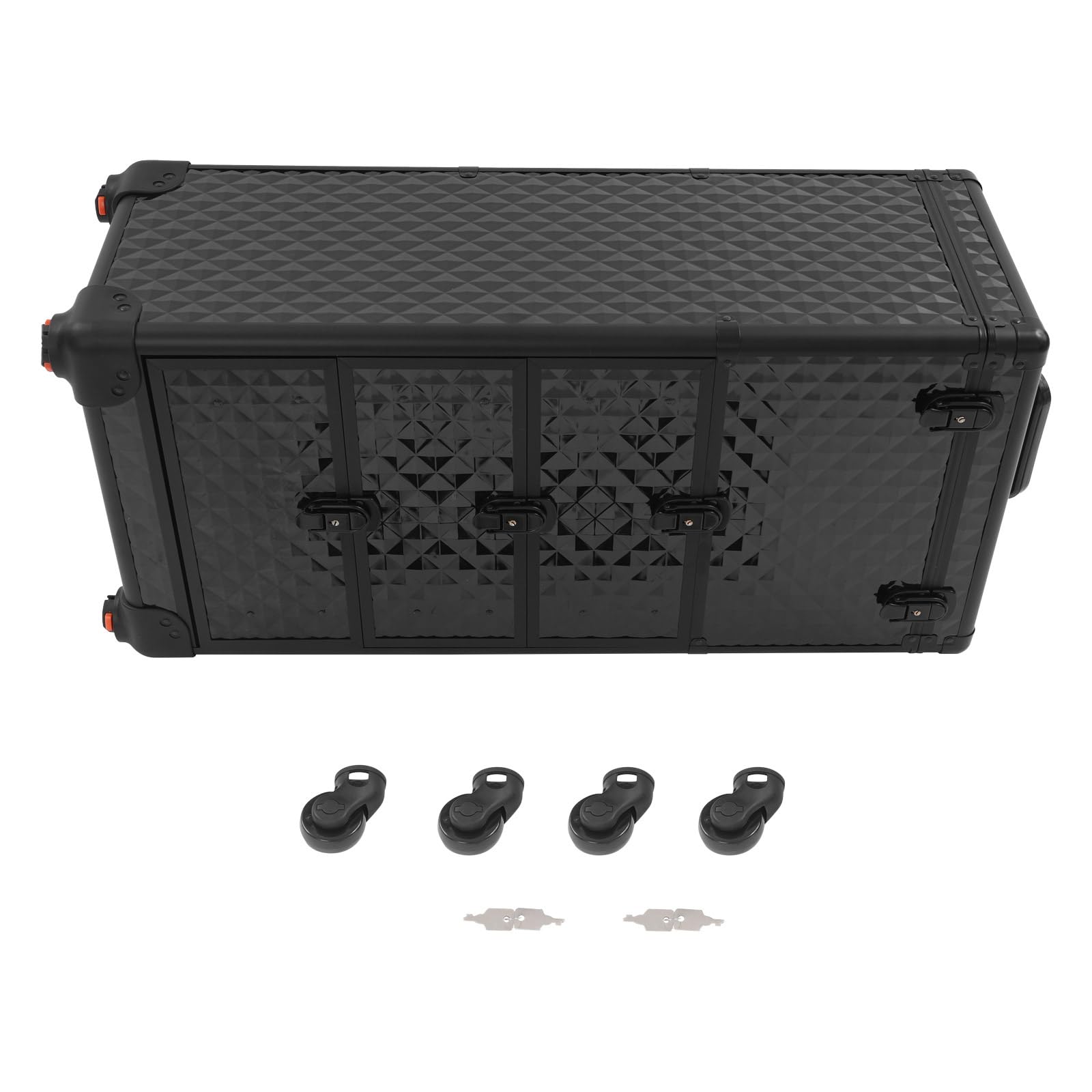 Kosmetikkoffer mit Rollen, Schminkkoffer Trolley, Beauty Case mit 3 Schubladen und 4 Schlüssel, Groß Kosmetikkoffer, Ngaelkoffer, Make up Koffer für Nageltechniker, Kosmetikerinnen und Stickerinnen