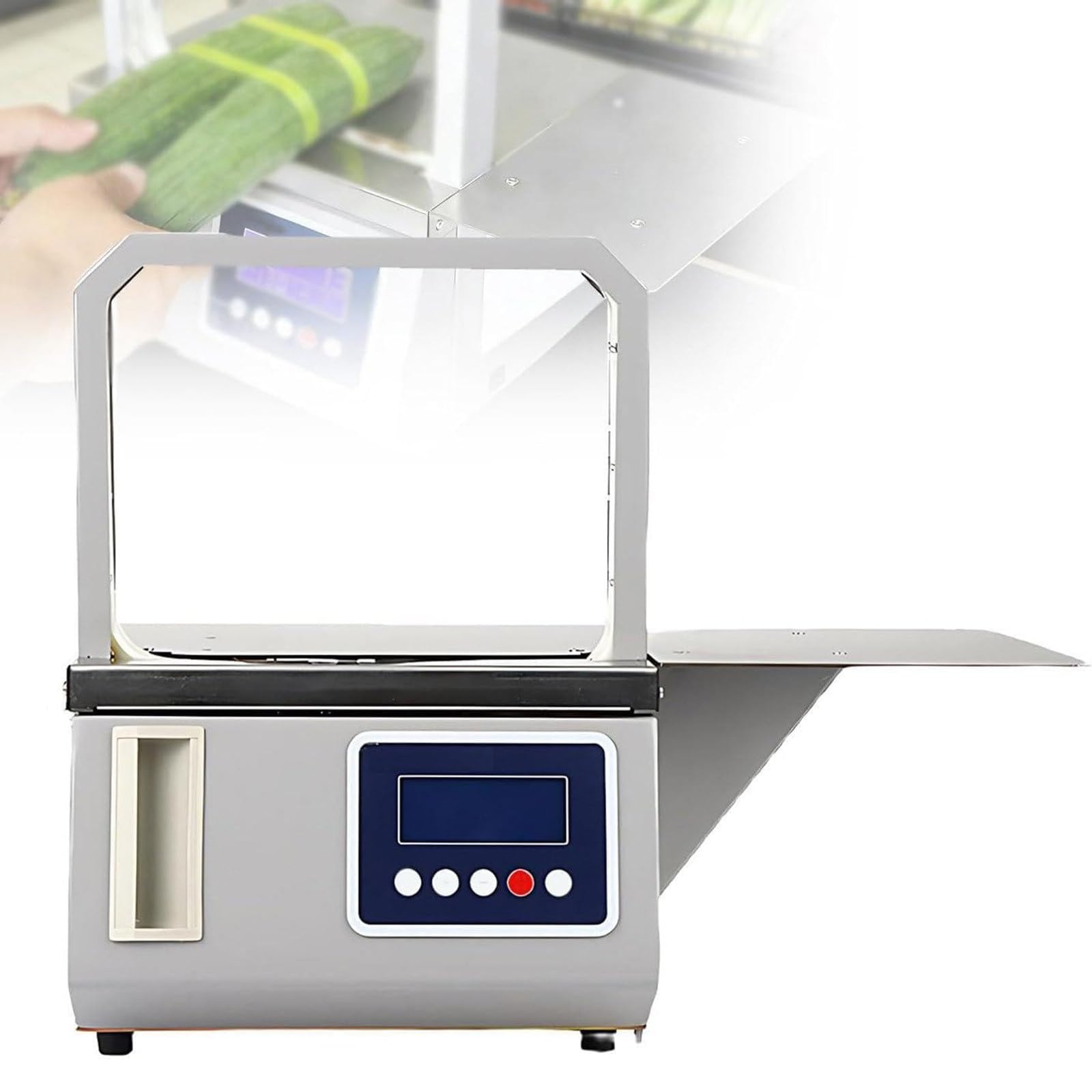 250W Supermarket Fresh Vegetable Tying Machine, Hot Melt Tape Banding Machine, Automatic OPP Tape Strapping Machine, 1.5s Per Strap, For Supermarkets, Restaurants, Offices, And Home Use 22*22