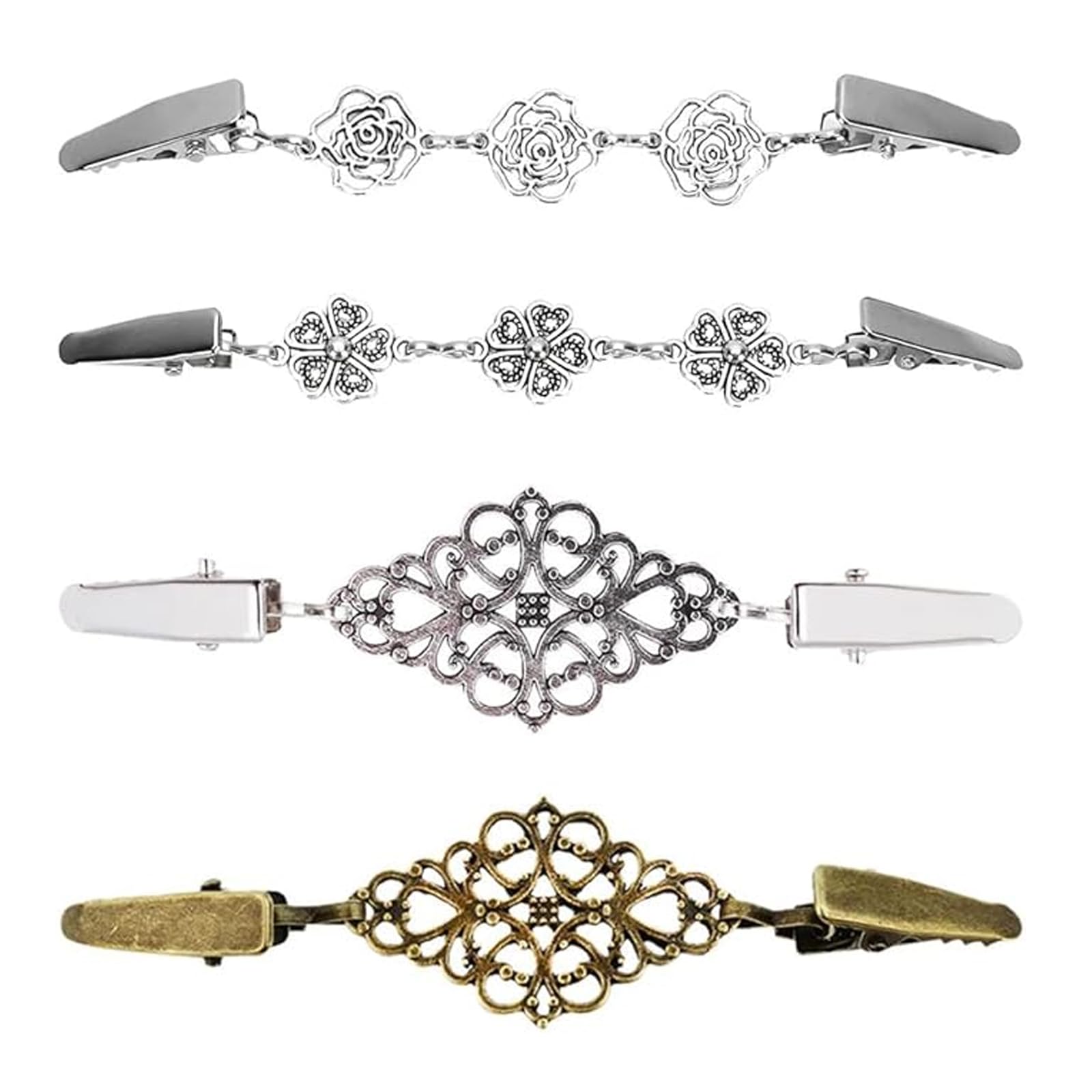 4pcs Clips à Châle Chandail Vintage Métal Cardigan Clip Cape Châle Clips Rétro Cardigan Clip Vêtements Broche de Robe Chemise Accessoires pour Femmes 4pcs Clips à Châle Chandail Vintage Métal Cardigan Clip Cape Châle Clips Rétro Cardigan Clip Vêtements Broche de Robe Chemise Accessoires pour Femmes