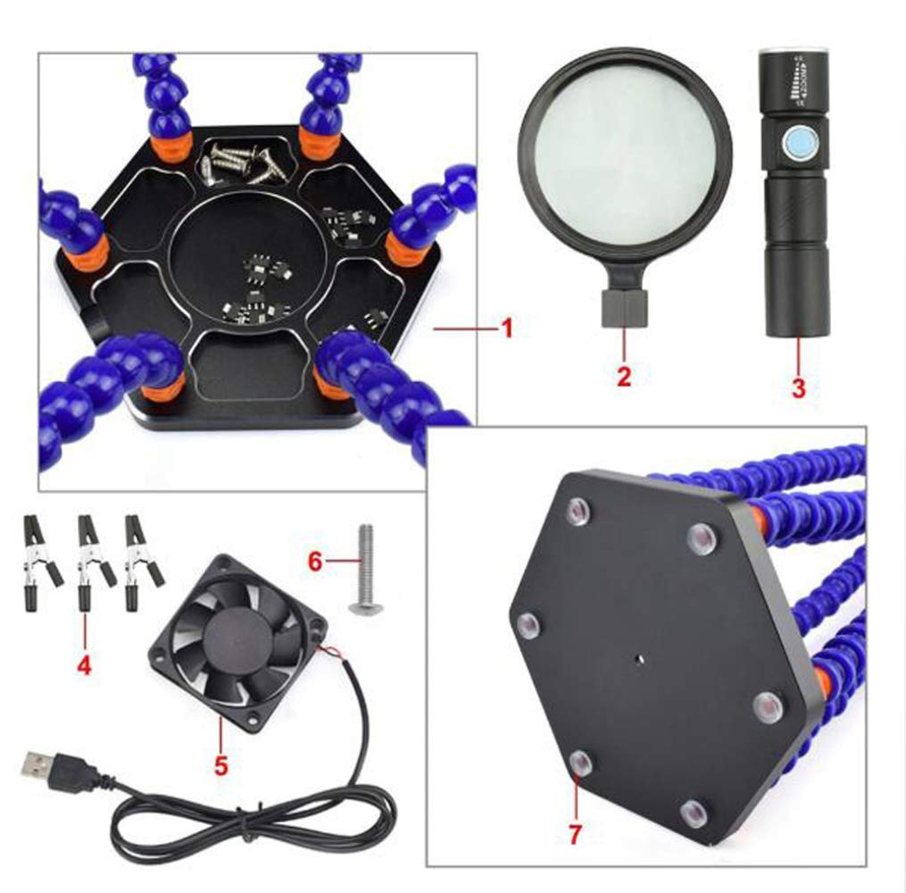 Lupa i lampa biurkowa 3x-5x i mini latarka Pomocna trzecia ręka Lupa z lupą Stojak z zaciskiem i krokodylkami Uchwyt lutowniczy do prac lutowniczych Hobby, naprawa, gry modelarskie REG Comfortable
