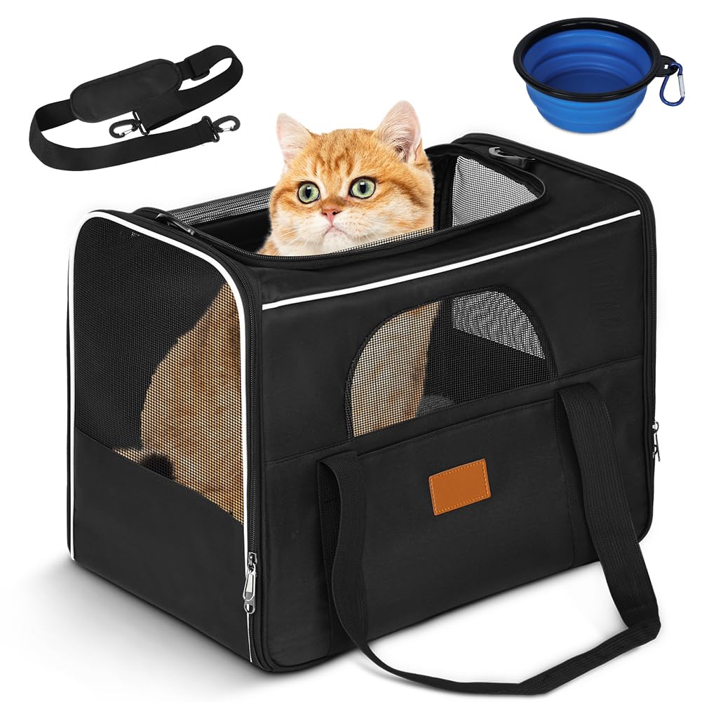 Trasportino per Cani e Gatti, con Ciotola per Animali Domestici | Gabbietta Morbida per Animali Domestici, Bo,te de Transport Pliable per Cani, Adatto per viaggi in auto/treno/aereo