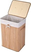 Vista 1 de GOFLAME Cesta portátil de bambú para ropa sucia, cesta de almacenamiento de ropa sucia con tapa y forro extraíble, gran contenedor de ropa con asas