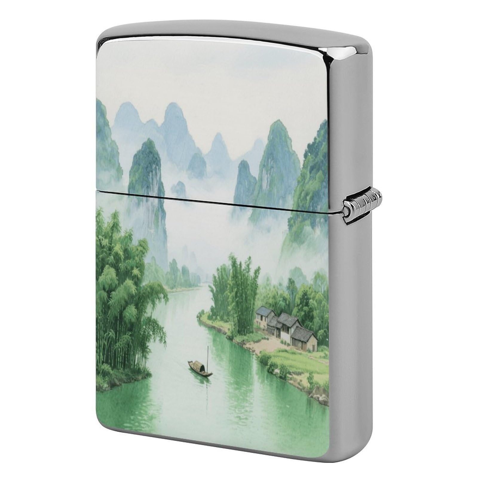 Fekiloot Style Guilin Landscape Painting Lighter Case Cover Metal Lighter Case