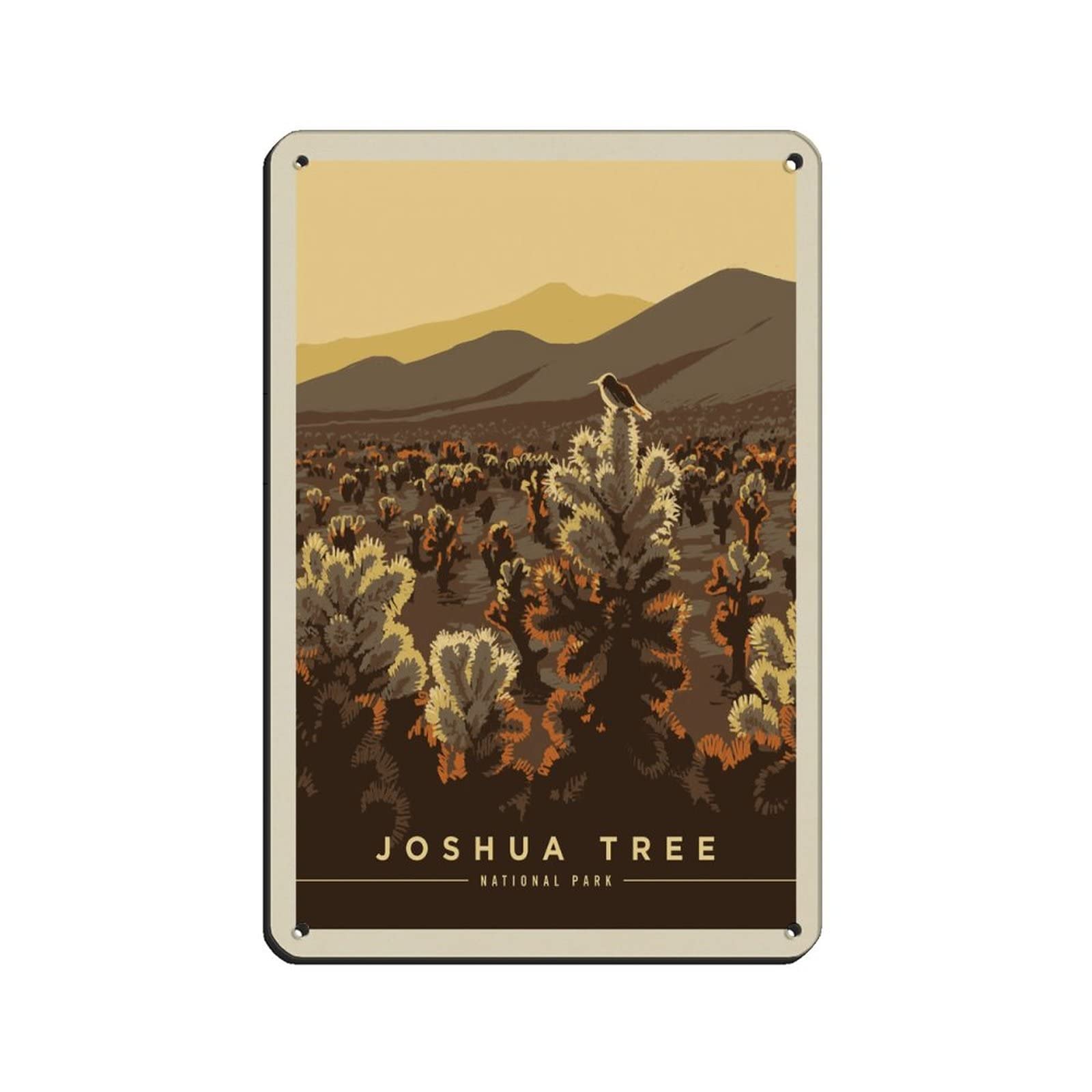 AZOLID Funny Tin Signs Joshua Tree Golden Hush Travel Tin Signs Retro Bar Pub Diner Cafe Home Bathroom and Room Art 14x20CM