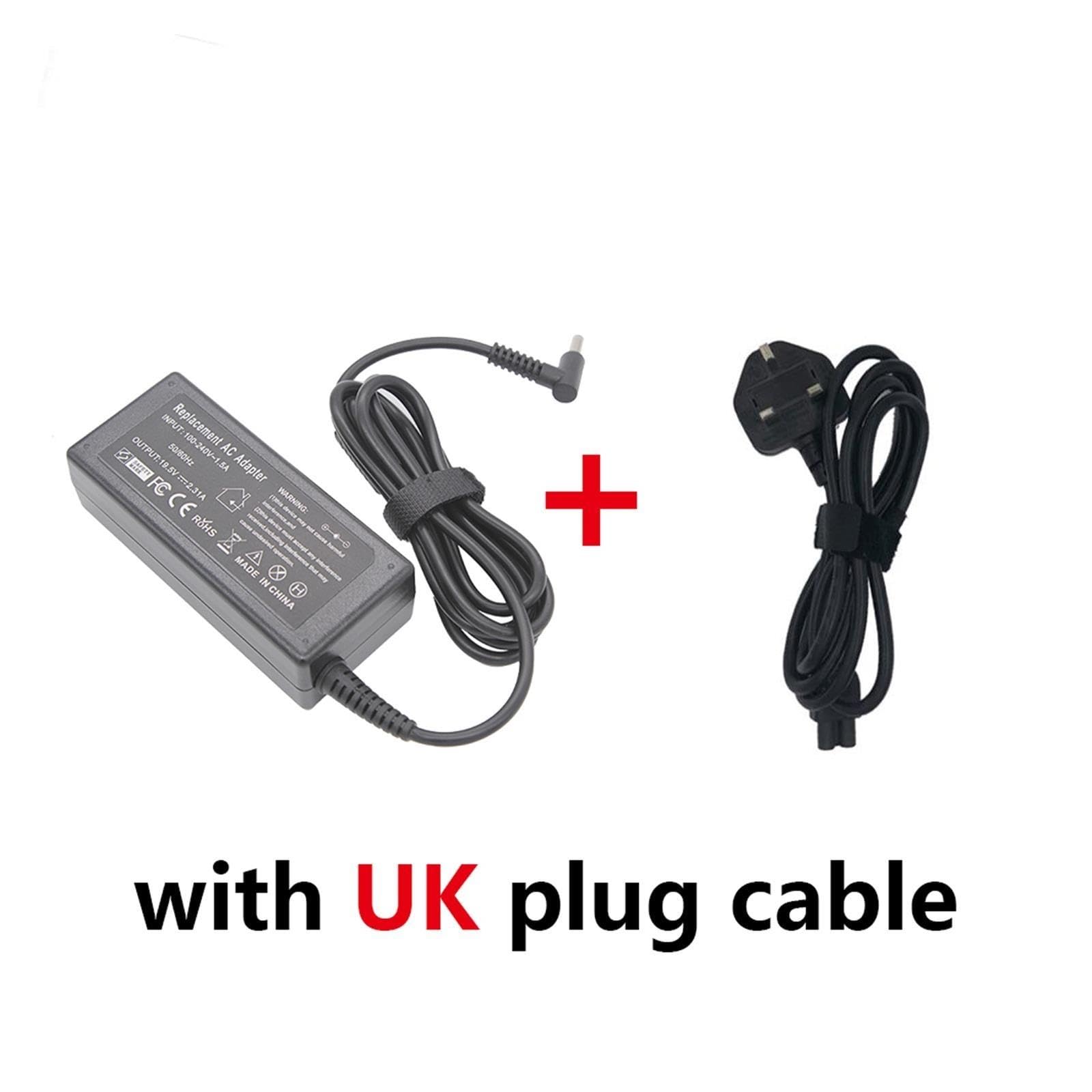 Adattatore For Caricabatterie Da Giro 19,5 V 2,31 A 45 W 4,5 * 3,0 Mm, Compatibile For HP, Stream X360 13 14 Pavilion 854054-001 741727-001 740015-740015-002(With UK plug)