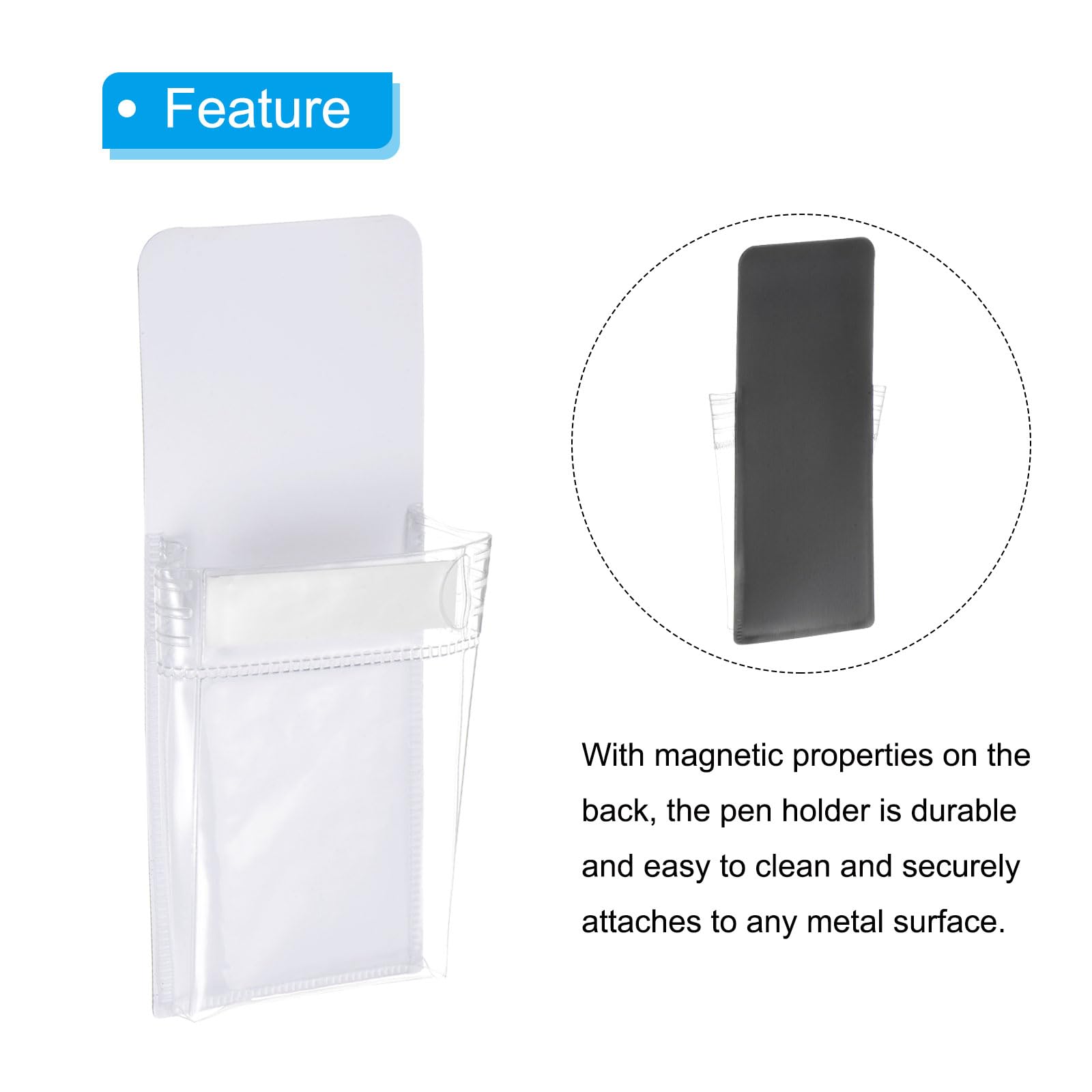 PATIKIL Magnetic Pen Holder for Refrigerator 2 Pack 150x60mm Dry Erase Marker Pencil Holder Cup Organizer for Fridge Whiteboard Locker White - Image 4