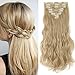 Produktbild Clip in Extensions wie Echthaar günstig Haarteile 8 Tresssen 18 Clips für komplette Haarverlängerung Gewellt Haarextensions 17"(43cm)-140g Hellgoldblond/Hell-Lichtblond