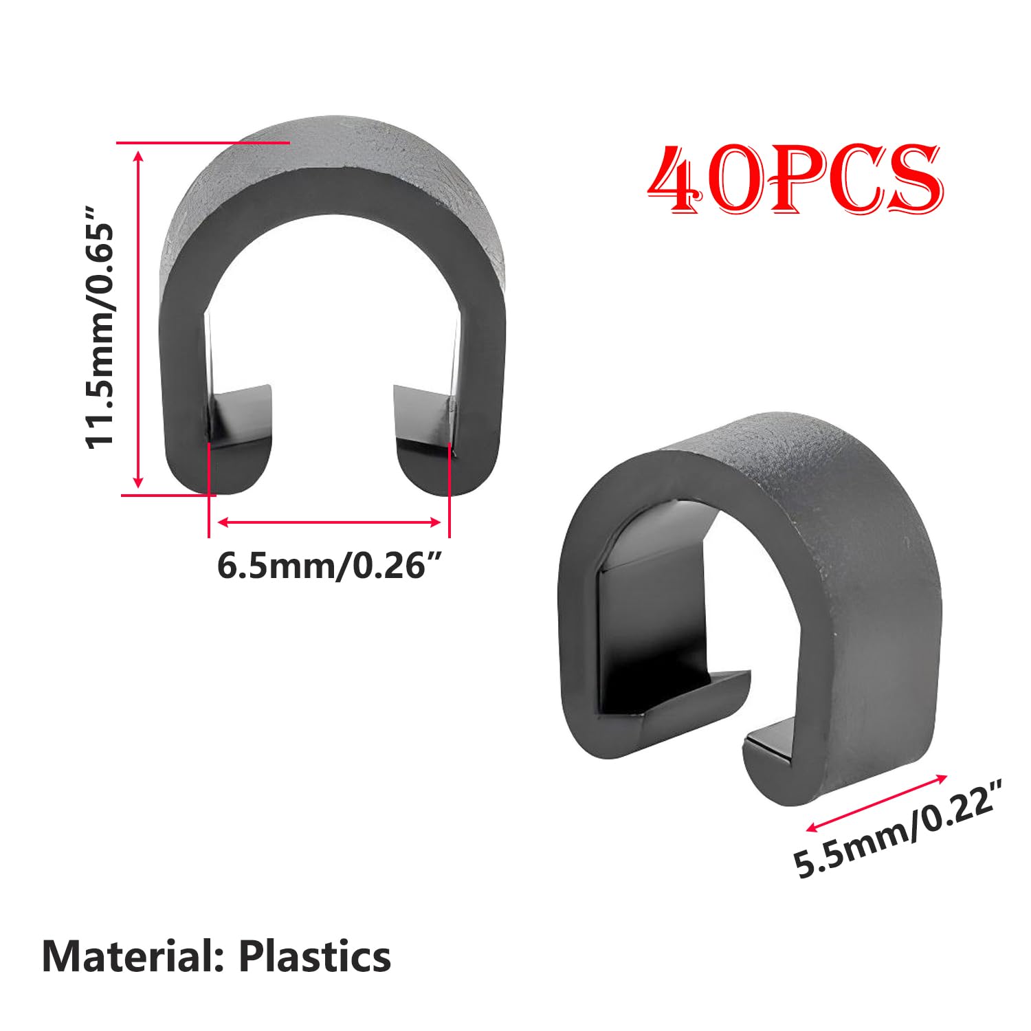 Qrity 40 Pezzi Morsetto per Cavo Bicicletta, C-Clip Pinze, Fibbia per Cavo Bicicletta, Clip in Plastica per Fissaggio Cavo Freno Bici