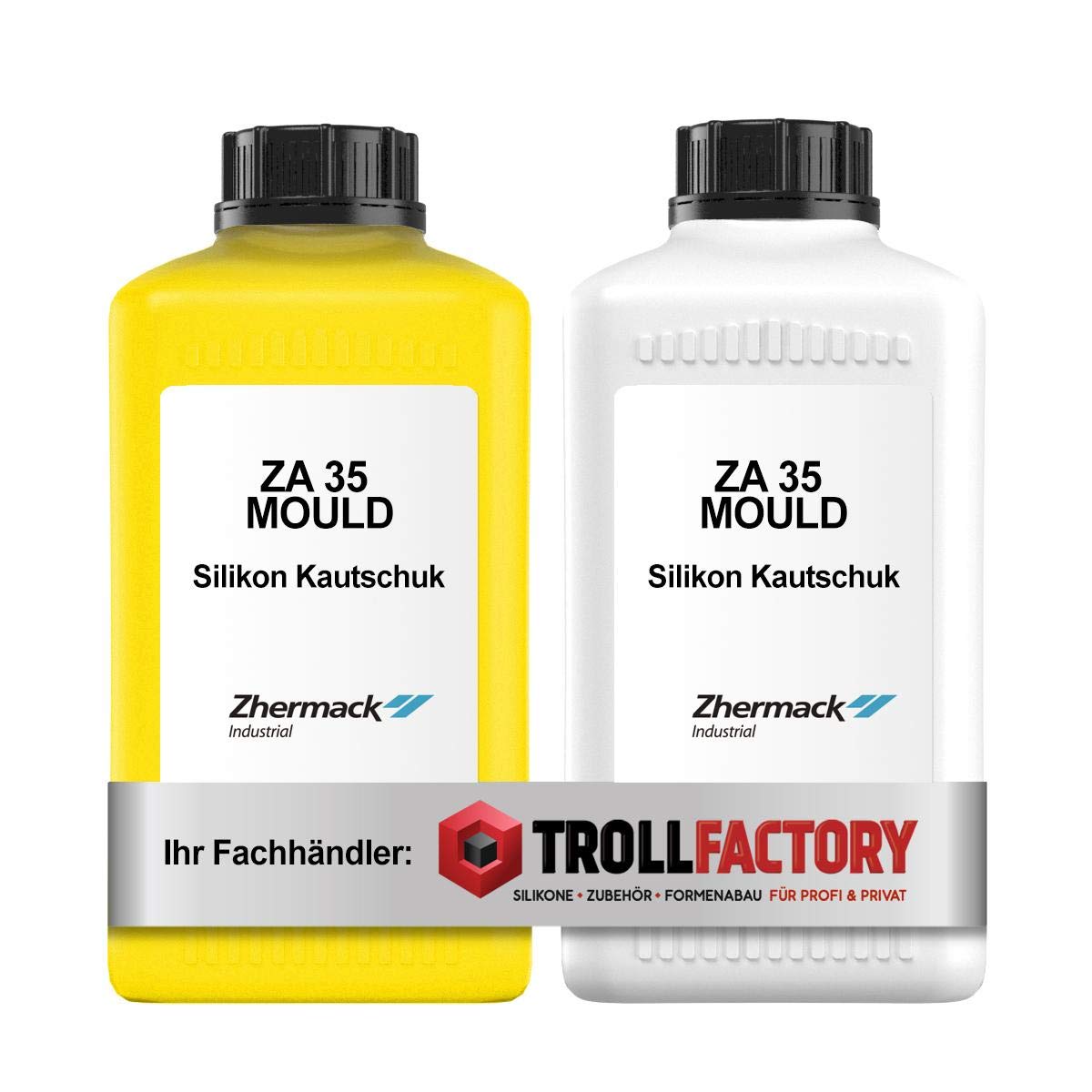 Silicone de duplication liquide ZA 35 semi-rigide jaune dur 1:1 pour moules précis en kit 2 kg
