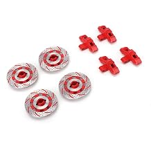 Premium RC Wheel Brake Disc, Durable and Lightweight Brake Accessory for Unlimited Desert Racer UDR 1/7 RC Car, Aluminum, Set of 4 Red