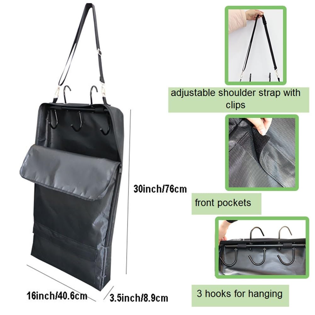 Bolsa de almacenamiento multiusos para arnés para bridas y riendas, gran capacidad, 16 x 3.5 x 30 pulgadas, tela Oxford 1680D resistente con asas, color negro