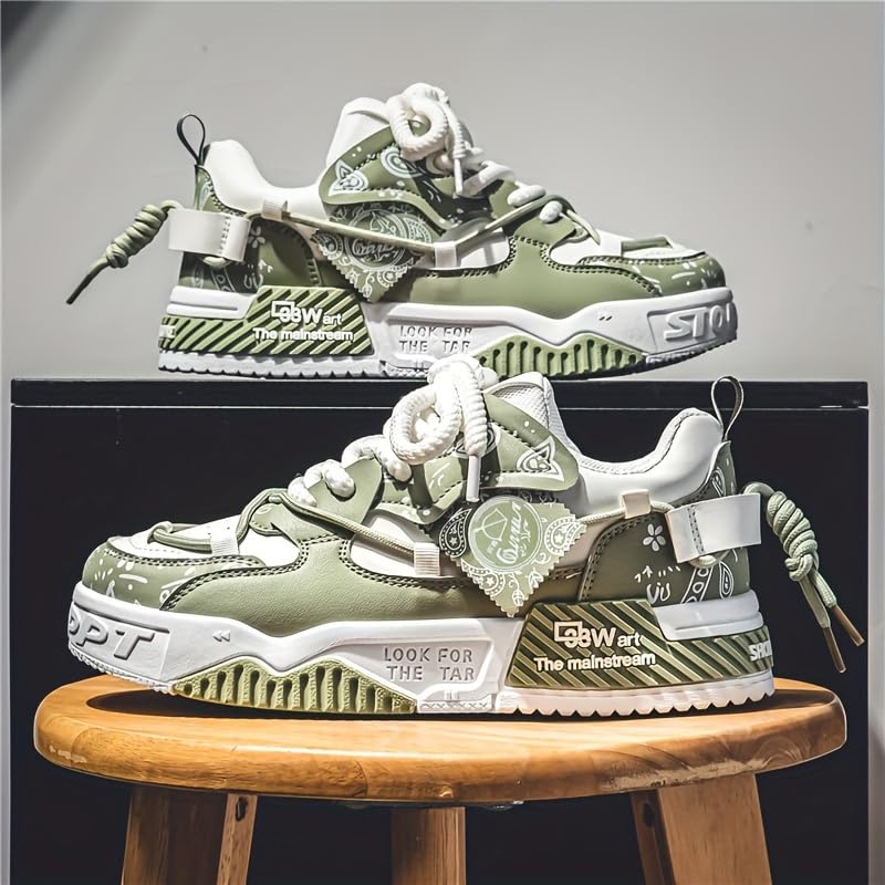 Men's Colour Block Skateboard Shoes - Comfy Non-Slip Lace-Up Casual Sneakers with Arch Support, Perfect for Outdoor Activities, Spring & Summer Fashion2