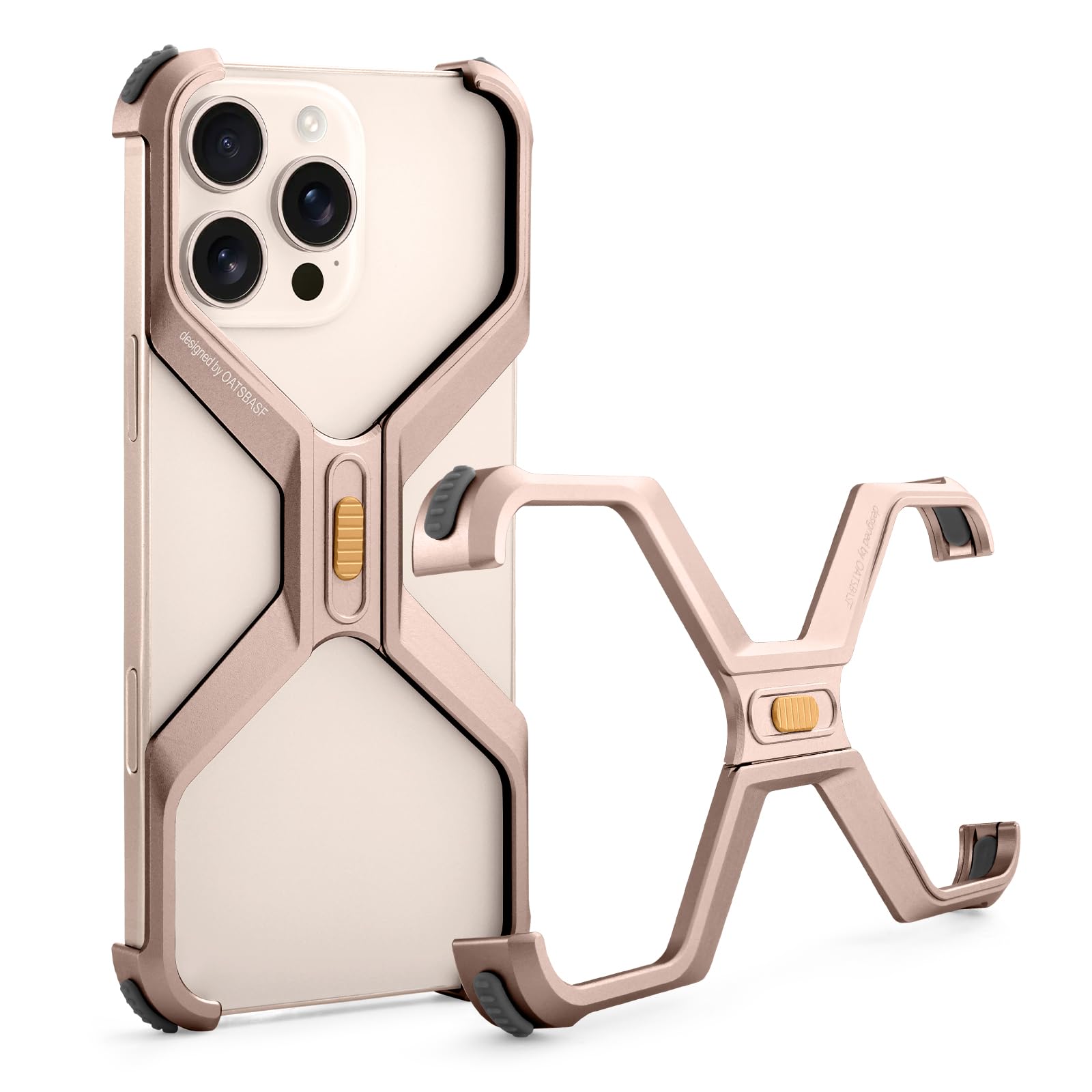 OATSBASF X Case for iPhone 16 Pro 6.3”, Heat Dissipation Metal Bumper Borderless Phone Case, Frameless Slim Shockproof Protective Metal Bumper Phone