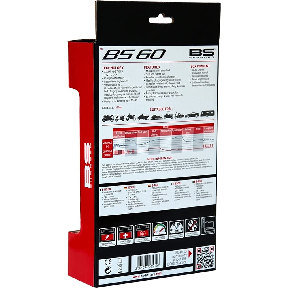 Bs - Chargeur bs bs60 12v 1a/4a/6a - 321924