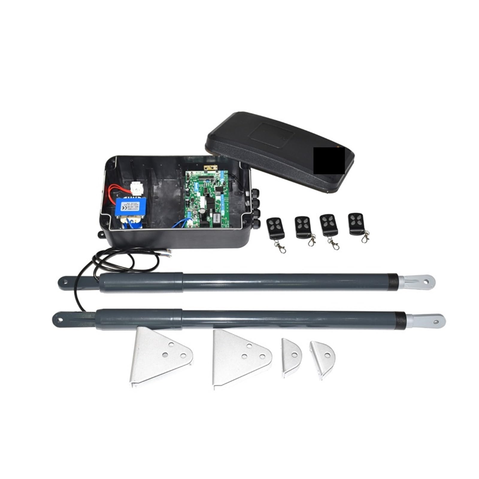 Ouvre-Porte Coulissant Automatique, Kit de Motorisation Télescopique de Moteur de Portail Battant 12VDC 220VAC pour Support de Porte à Double Feuille, Batterie de Secours Y à Alimentation Solaire (C