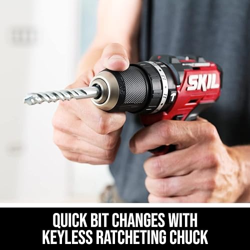 Miniatura 4 de SKIL PWR CORE 12 Kit de taladro de martillo de velocidad variable 3 en 1 sin escobillas de 12 V 12 pulgadas, compacto 3 en 1, con mandril de