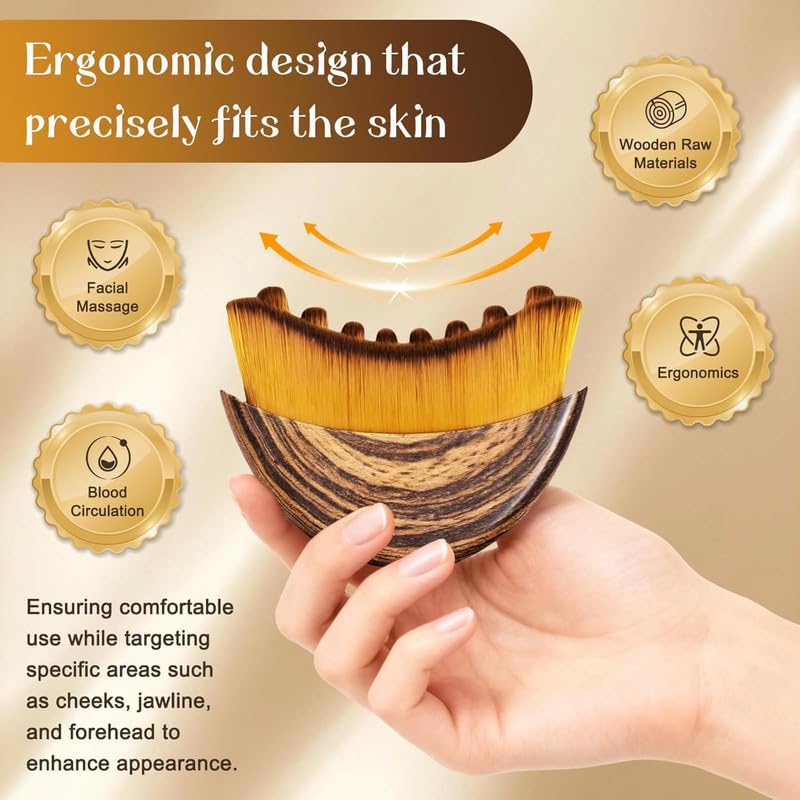 THE PURE NEST Lymphatic Contour Face Brush for Sculpting & Drainage ? Facial Massager for Jawline, Chin & Neck ? Reduces Puffiness, Promotes Detox & Lift Soft Bristles, Improves Skin Glow 2