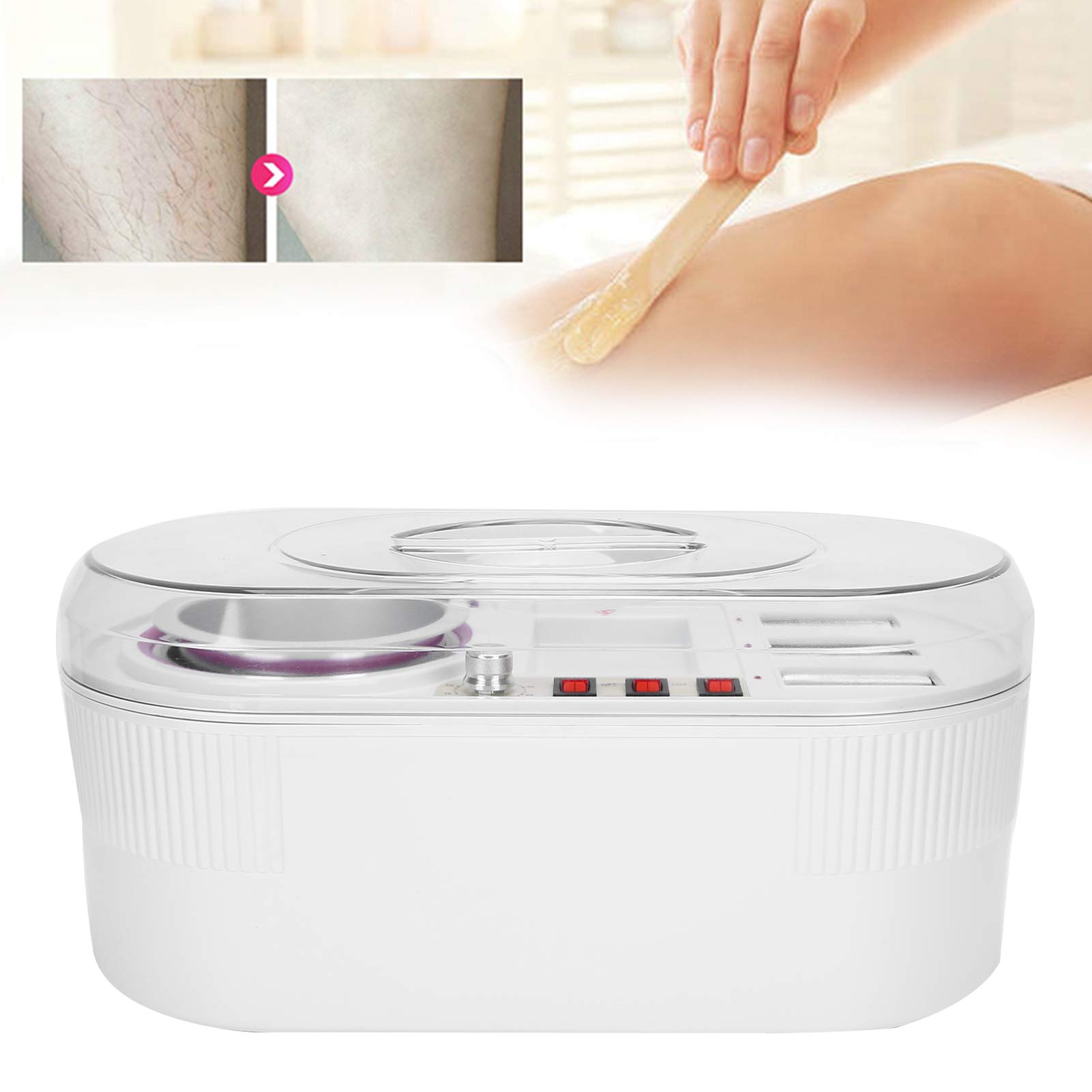 Pongnas Podgrzewacz do Wosku o Mocy 270 W, Regulowana Temperatura do 105 ℃ z przezroczystą osłoną dla Mężczyzn i kobiet. Depilacja (Wtyczka UE 220 V)