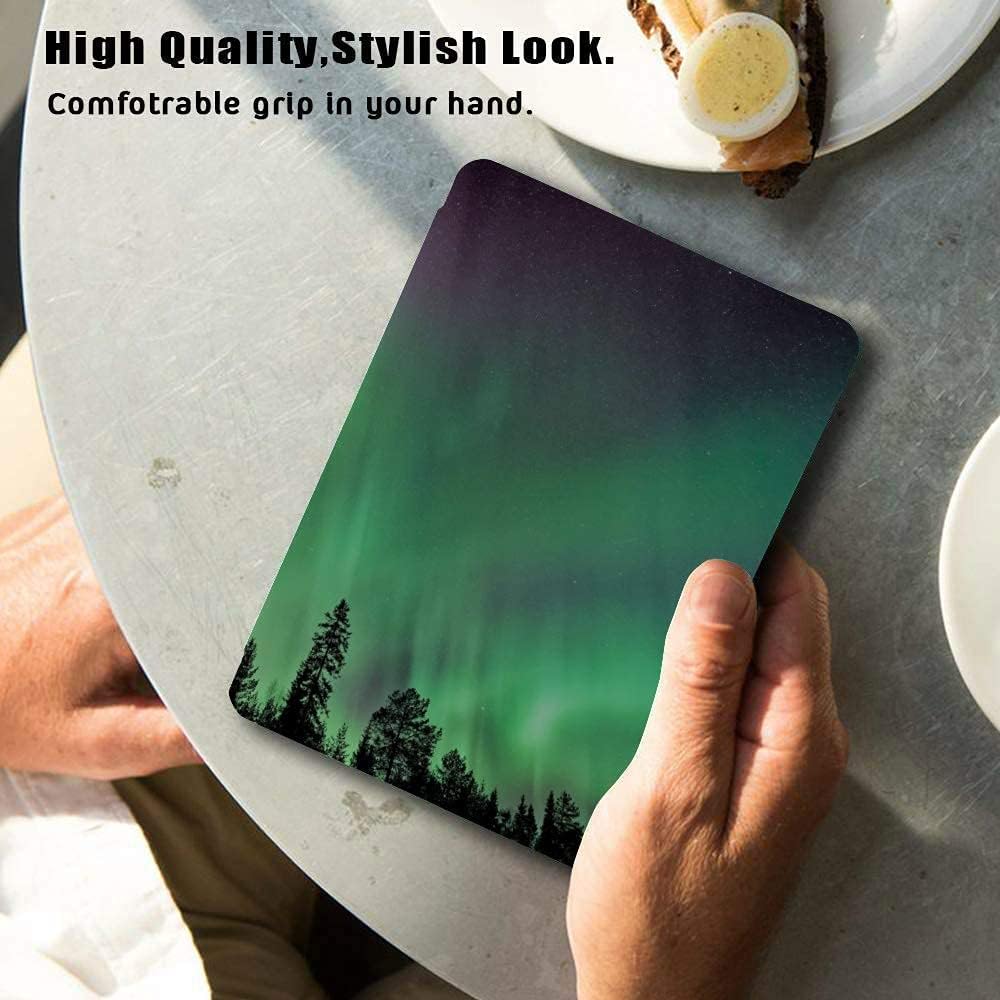 Colorful Star Slim Case for Kindle Paperwhite (10th Generation, 2018 Release) - Lightweight PU Leather Cover with Auto Sleep/Wake for Amazon Kindle Paperwhite, Green Aurora Borealis & Woods