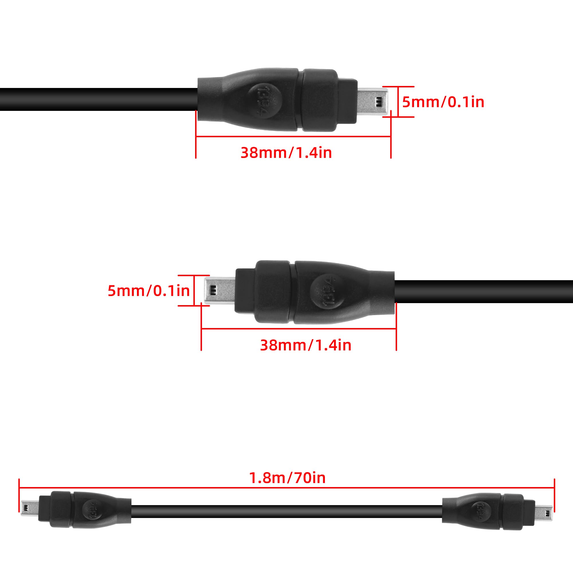 Firewire To Usb C RIIEYOCA Câble Adaptateur USB 2.0 Type A Mâle Vers IEEE 1394 Firewire 4 Broches Mâle ILink 1,8 M Pour Appareil Photo Numérique, Caméscope, Ordinateur Portable, DV, Noir Adaptateur Firewire Usb