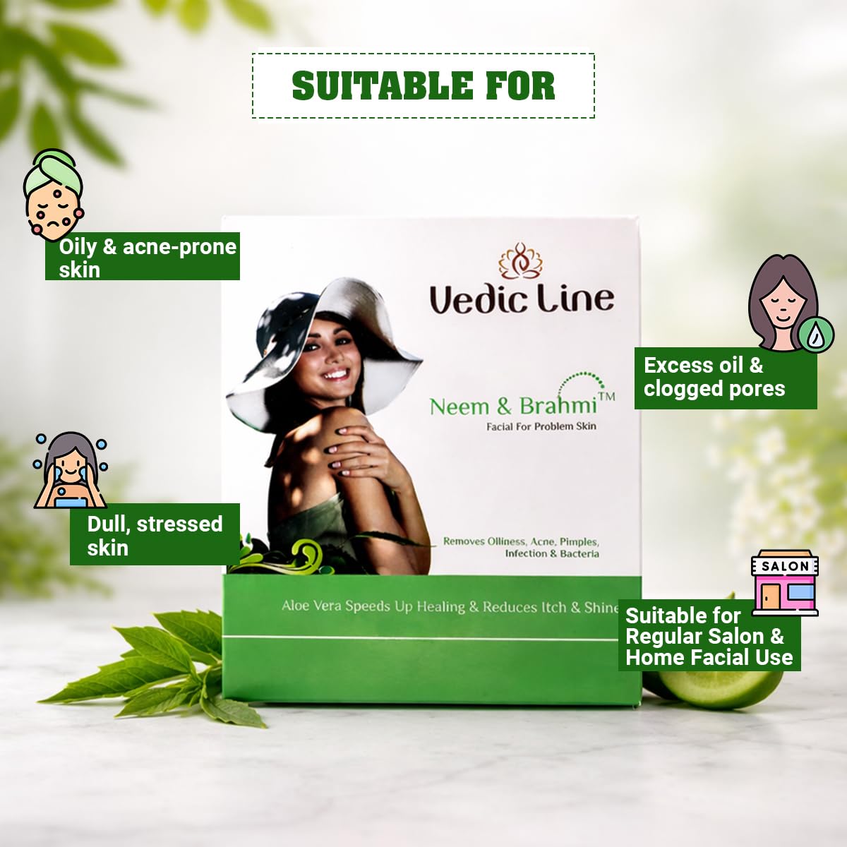 Vedic Line Neem & Brahmi Facial Kit, For Reduce Dark Spots, Acne With Aloe Vera, Embellica & Vitamin C Gives Healthy And Glowing Skin, 620Ml 3