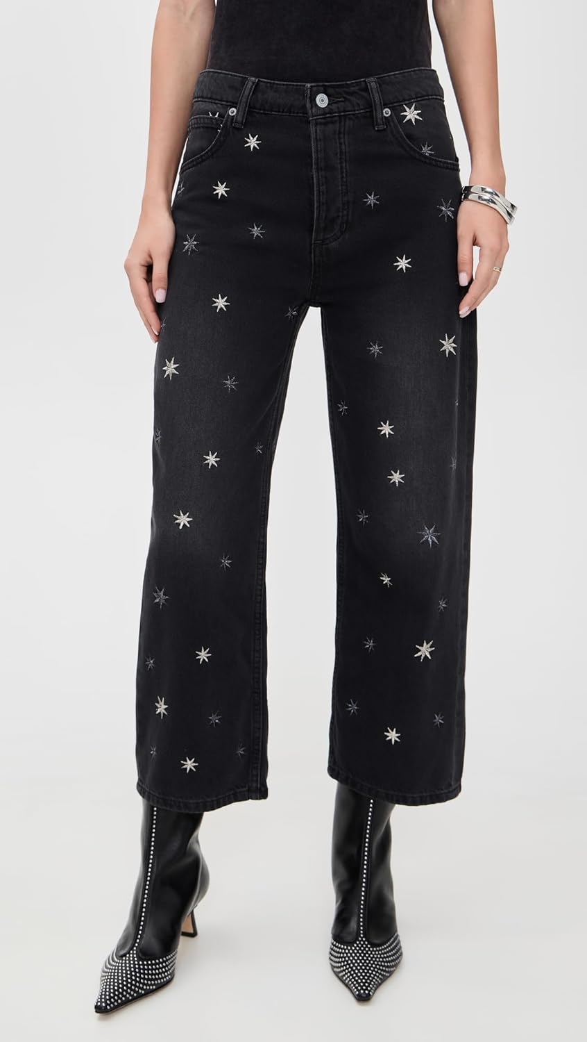 Free People Women's Deep Trance Shine Embroidered Jeans - Image 2