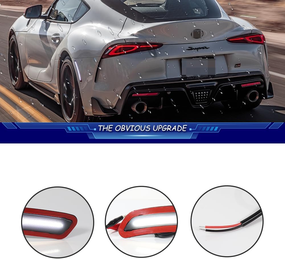 For 2020 2021 2022 2023 2024 Toyota GR Supra Front Rear Bumper side marker lights White Led 4PCS