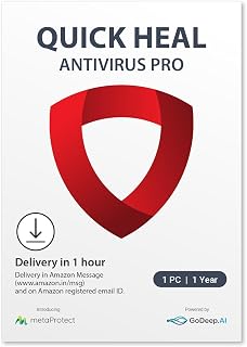 Quick Heal Antivirus Pro 1 PC, 1 Year | AI-Based Security for Laptop & PC | Email & Browsing Protection | Instant Email De... Price In India