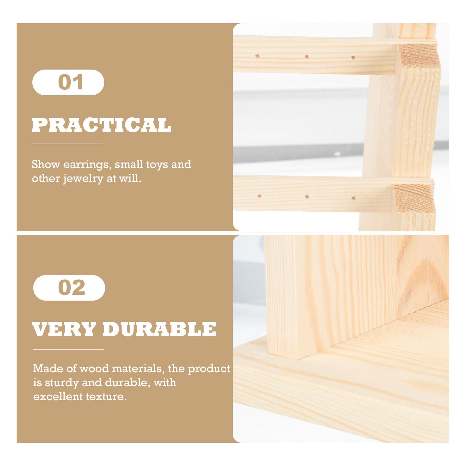 TEHAUX Espositore per Gioielli in Legno Design Unico e Staccabile, Porta Braccialetti e Orecchini Multi-livello per Organizzazione Elegante e Decorativa