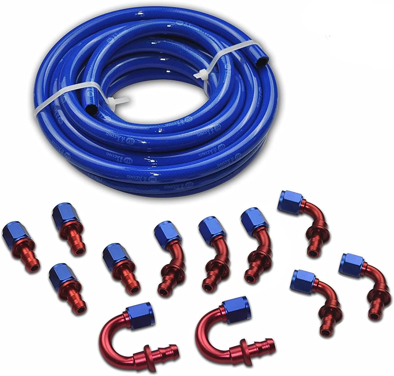 8 AN AN8 Push Lock Fuel Line Hose 30ft & Push On Loc Fittings Kit