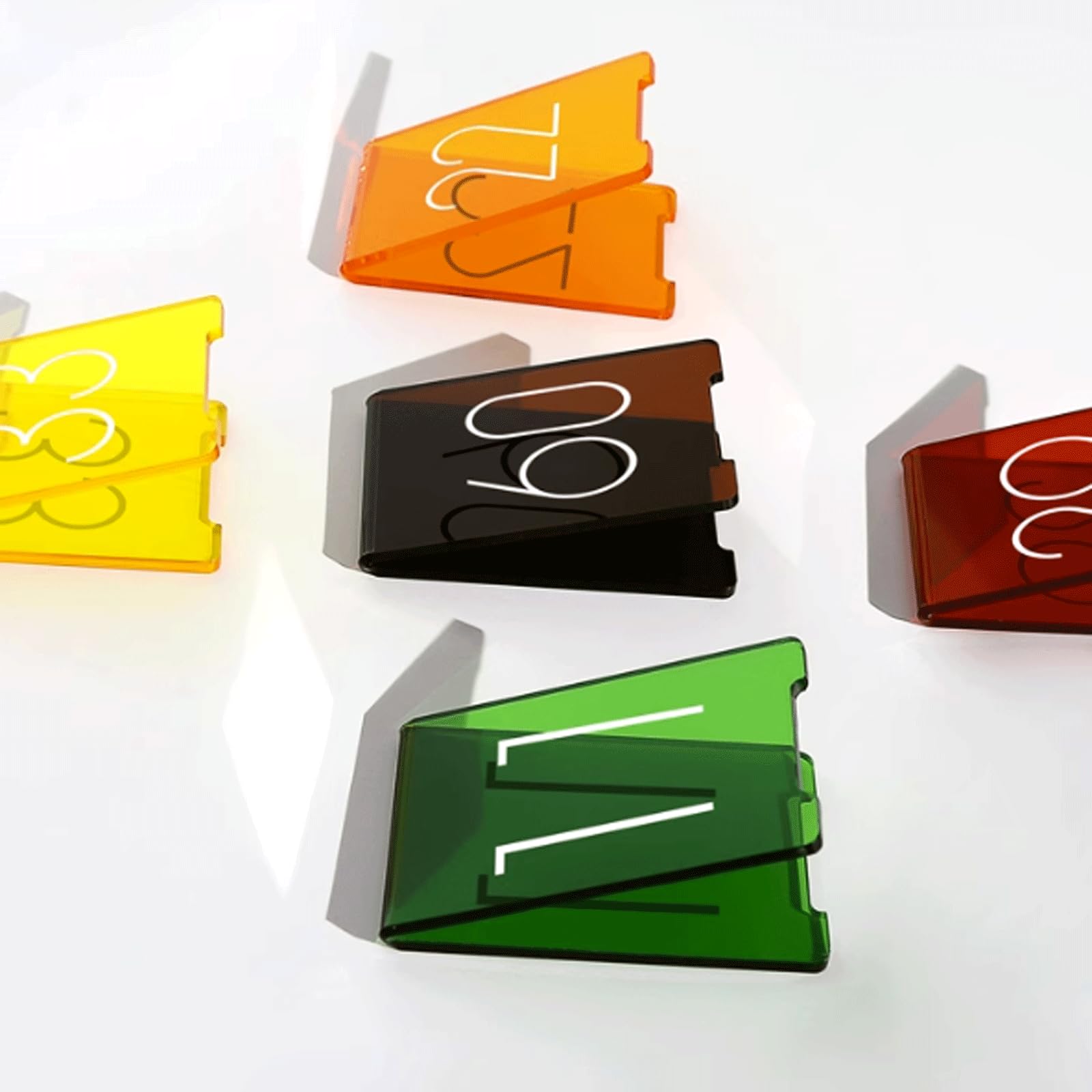 Mini Soporte para Menú De Mesa De Acrílico Translúcido, 6 Piezas, Soporte para Números De Mesa Multicolor, Tarjetas De Lugar Acrílicas para Comedor, Restaurante (Amarillo 13)