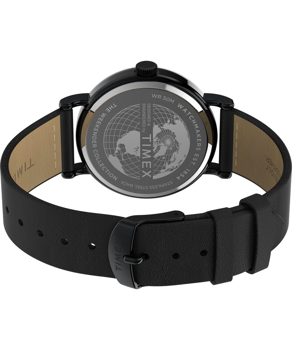 Timex Weekender Day Of The Dead Tw2Y15900 Zegarek Męski, 40 mm, Czarny Skórzany Pasek i Czarna Tarcza