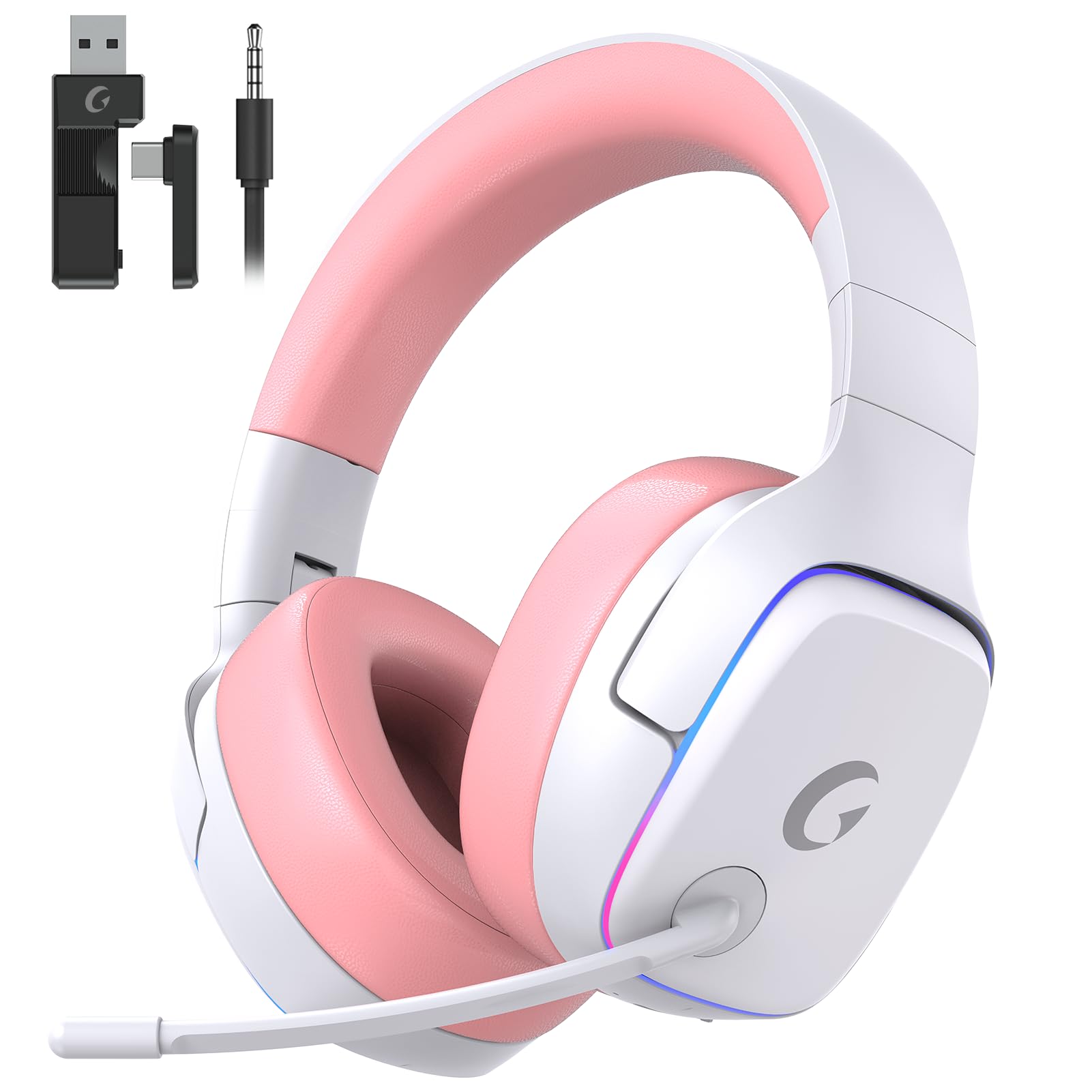 Gvyugke 2.4GHz Wireless Gaming Headsets for PS5, PS4, PC, Switch - Bluetooth 5.3 Gaming Headphones with Noise Canceling Mic, 7.1 Surround Sound, 70H