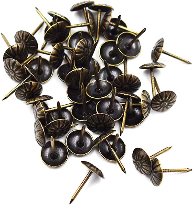 画鋲 製図ピン 押しピン 爆安プライス プッシュピン ドアネイル ヒナギク形 メタル製 100個入り コッパーカラー 菊形