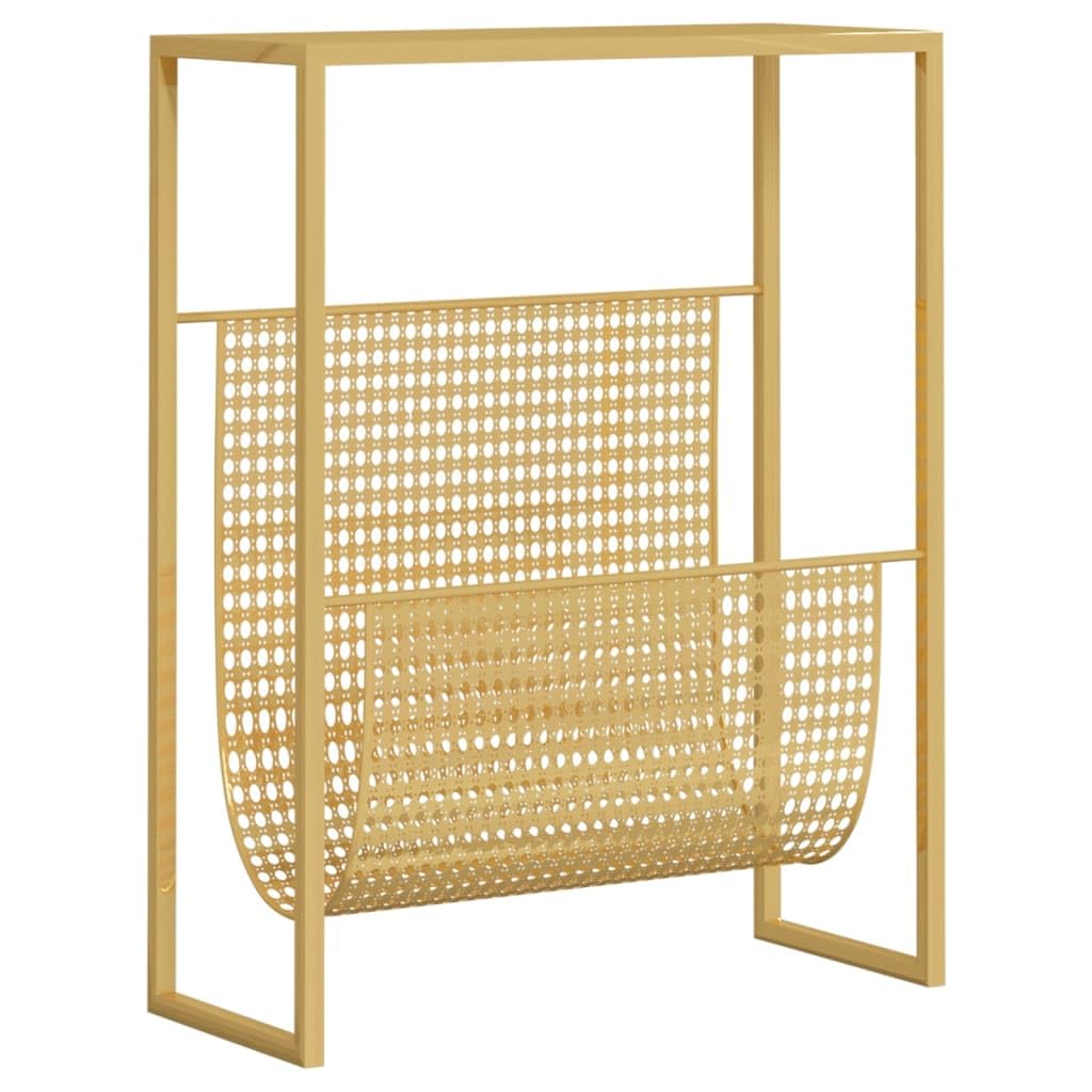 vidaXL Gold Magazine Rack - Steel Constructed Durable Book organiser with Ample Space and Tabletop - Easy to Assemble and Flexible Placement - 35x15x45 cm
