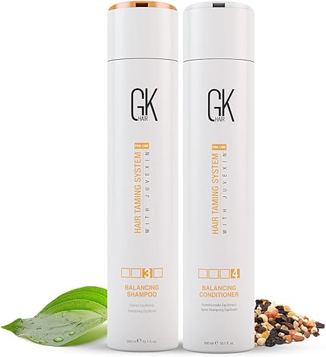 GK Hair Global Keratin Balancing Shampoo And Conditioner 300ml For Oily Hair For Women Hair Restores Scalp pH Level – Sulfate And Paraben Free