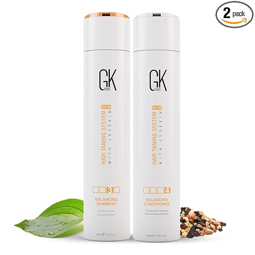 GK Hair Global Keratin Balancing Shampoo And Conditioner 300ml For Oily Hair For Women Hair Restores Scalp pH Level - Sulfate And Paraben Free