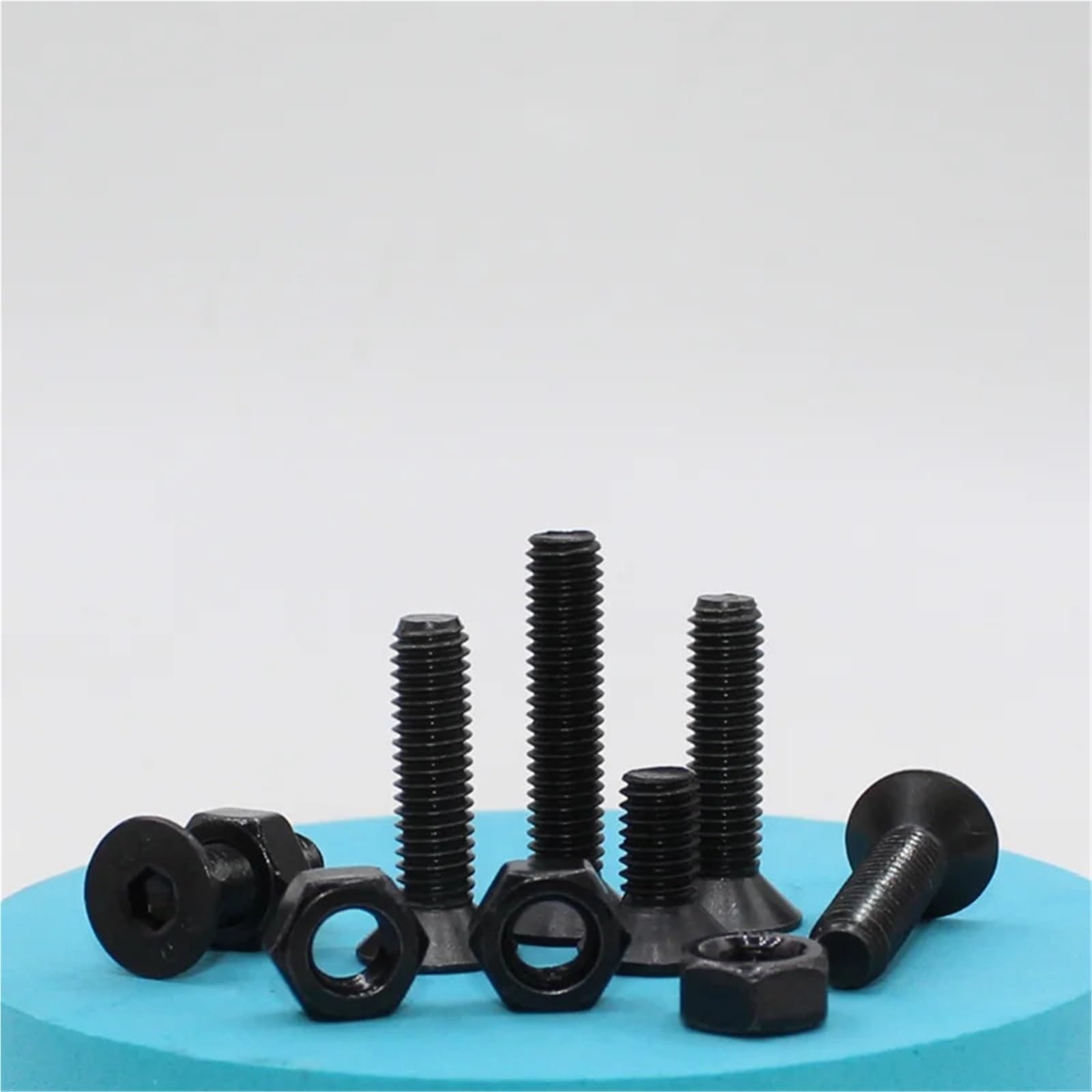 Juego De Tornillos Y Tuercas Kit de tornillos cabeza avellanada plana, hexagonal, M2, M3, M4, M5, M6, juego y tuercas acero al carbono negro(M6 142pcs)